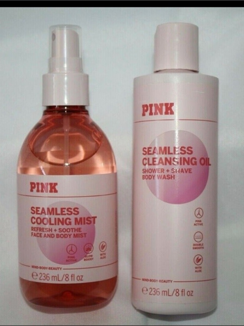 NEW Victoria's Secret PINK Seamless Cooling Mist & Cleansing Oil Wash SET LOT x2